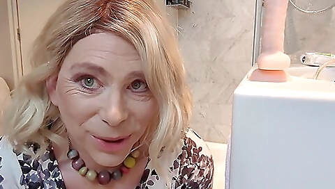 Bright blonde milf in hotel bed is anal-dildo ready to get fucked