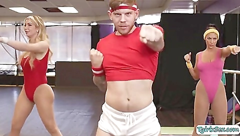 Tattooed blonde yoga girl getting fucked in doggy style