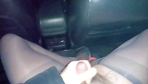 Car with an amateur girl masturbating in the driver's seat