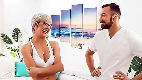 Petite girl gets oiled and fucked in front of the camera