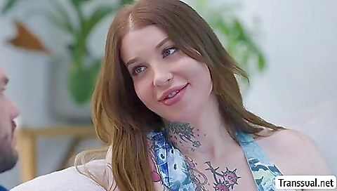 Big cock anal sex with a guy and a girl with a tattoo