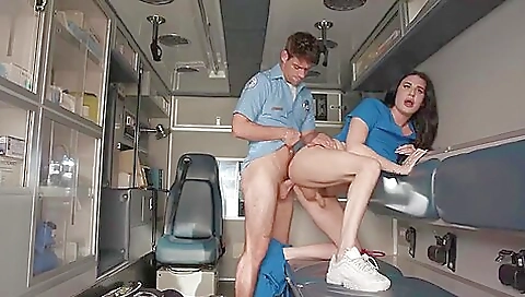 Nurse splits her transsexual lover in her mouth and anal hole