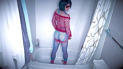 Hot brunette in lingerie gets deepthroated in the shower