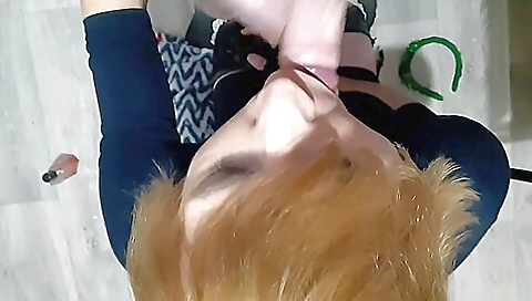 Redhead girl getting face fucked after hardcore doggy