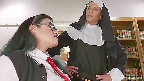 Catholic woman gives a deepthroat blowjob to her succubus boyfriend