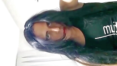 Hot brunette naked girl dressed in leather stockings here