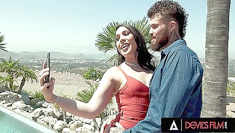 Busty brunette gets her tight pussy pounded by a big dick