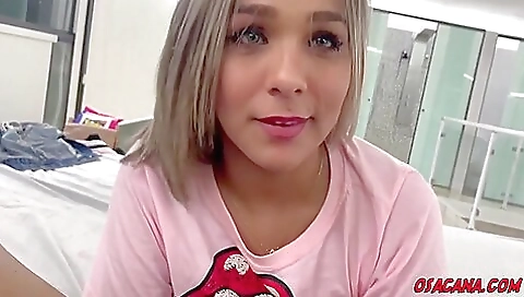 Busty titty brunette is fucked in POV and gangbang